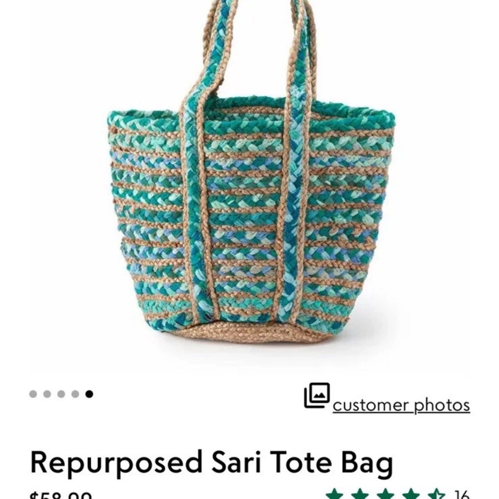 Woven Blue and Tan Tote Bag